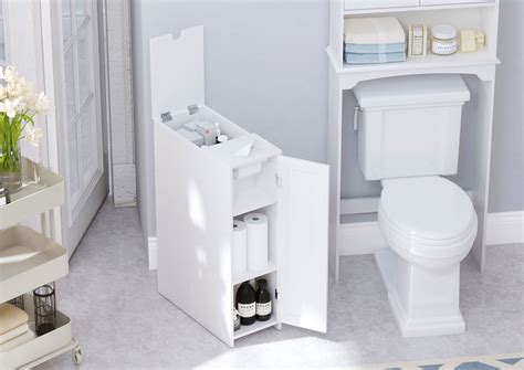 Utex Slim Bathroom Toilet Paper Storage Cabinet Rolling Free Standing