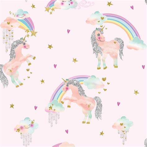 Arthouse Imagine Rainbow Unicorn Wallpaper 696108 Pinkmulti Cut