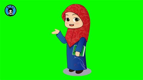 Green Screen Animasi Kartun Muslimah Animasi Mulut Bergerak Youtube