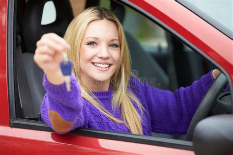 Teenage Girl Sitting In Car Holding Key Stock Image Image Of Female Customer 34154363