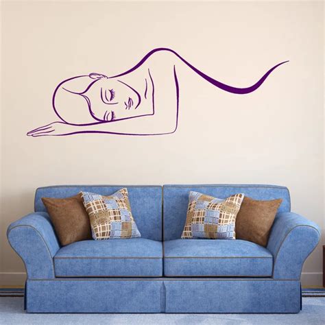 beautiful woman vinyl pattern wall decal girls beauty salon spa massage wall stickers livingroom