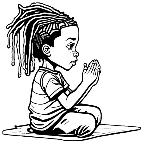 Young Black Boy Praying With Dreads · Creative Fabrica