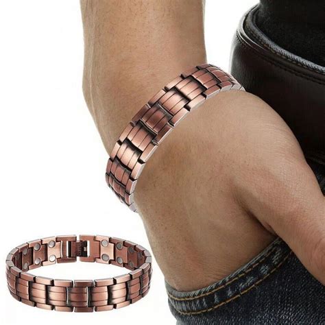 Double Strength Mens Pure Copper Magnetic Therapy Bracelet Arthritis