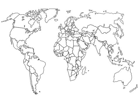 Map Of The World Black And White Printable 3 Leisure At