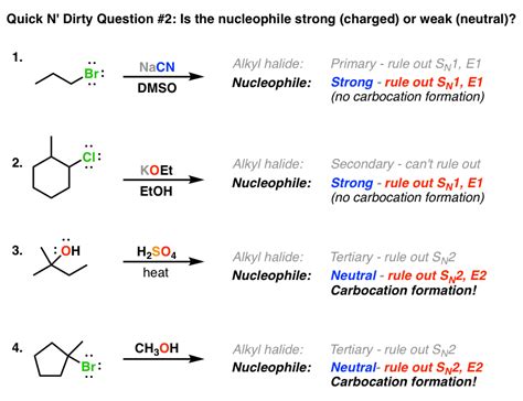 Deciding Sn Sn E E The Nucleophile Base Master Organic