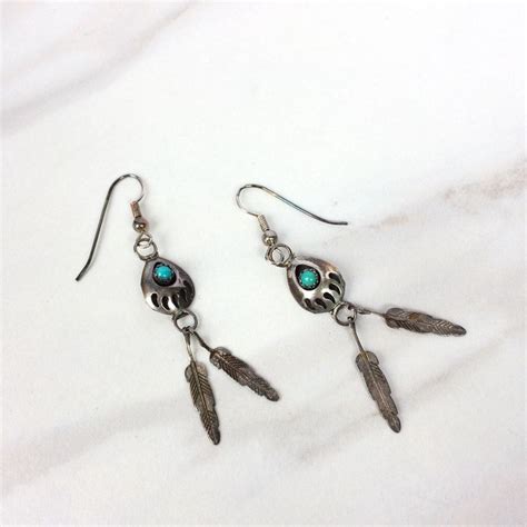 Turquoise Dangle Earrings Silver And Turquoise Drop Earring Etsy