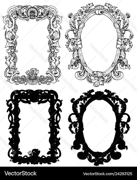 Design Set With Antique Baroque Frames Royalty Free Vector