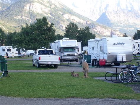 Waterton Town Campground With Trailers And Cars In Waterton Lakes