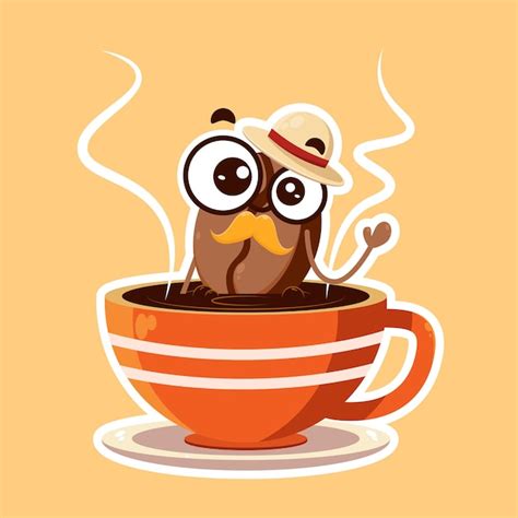Premium Vector Coffee Bean Cartoon Character