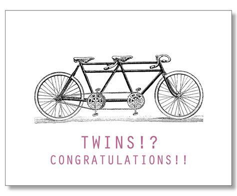 TWINS Card. Pregnant with Twins. Congratulations - Twins On the Way. Boy Twins - Girls Twins 