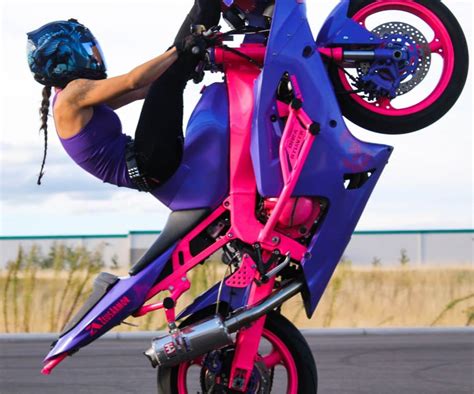 Stunt Rider Drea And Her Pink And Purple Bike