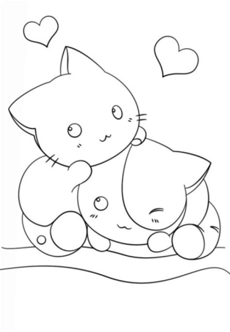 Anime Cute Cat Colouring Pages