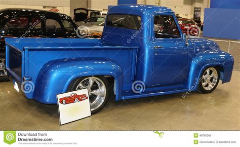 Side View Of A 1940s Model Blue Ford Pick Up Truck