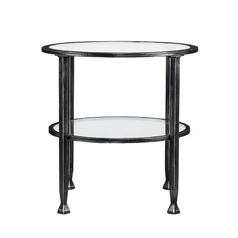 Jaymes Metal Glass Round End Table Black