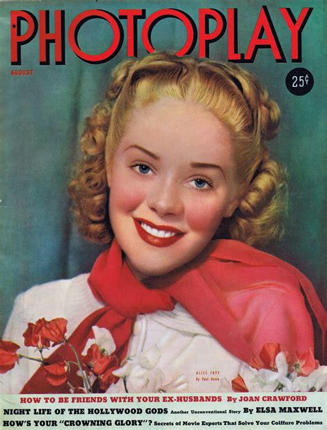 Photoplay August 1939 Alice Faye Alice Faye Magazine Cover Movie