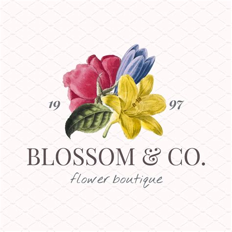 Blossom And Co Flower Boutique Logo Illustrator Graphics Creative Market