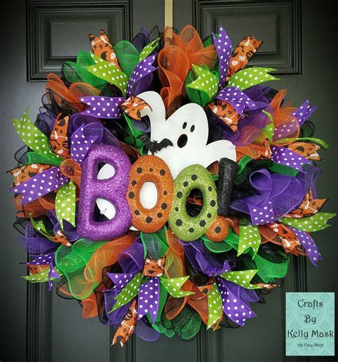 Spooky and Beautiful Ghost Halloween Wreath. Deco Mesh | Halloween mesh wreaths, Diy halloween ...