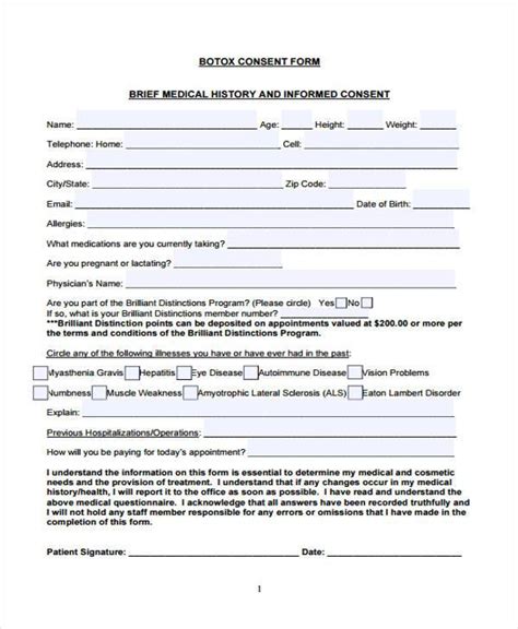 Botox Consent Form Printable Printable Forms Free Online