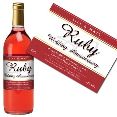 Traditional names exist for some of them: Personalised Ruby Wedding Anniversary Rose Wine | The Gift ...