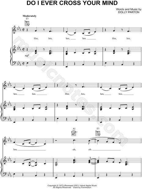 Dolly Parton Do I Ever Cross Your Mind Sheet Music In Eb Major Download And Print Sku Mn0112323