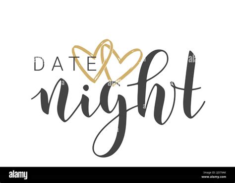 Vector Illustration Handwritten Lettering Of Date Night Template For