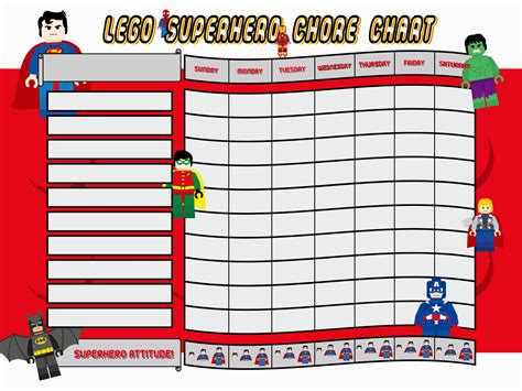 9 Best Super Hero Free Printable Chore Chart