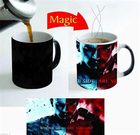 civil war captain america ironman mug coffee mug heat sensitive transforming cup cold hot heat