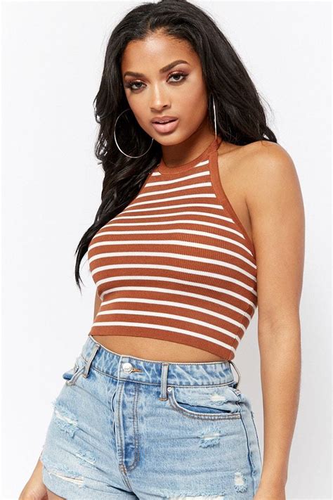 Shop Ribbed Striped Halter Top For Women From Latest Collection At Forever 21 343584