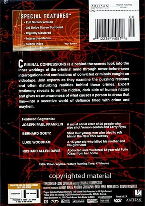 Criminal Confessions Dvd 1999 Dvd Empire