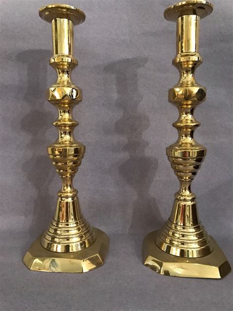 Shannon crystal pillar candleholder czech republic. Antique Solid Brass Candlesticks. | 457602 ...