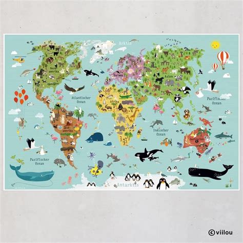 World Map Children Poster Nursery Decor Kids Prints World Maps Etsy
