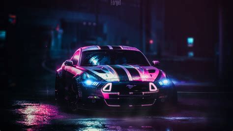 Ford Mustang Ford Cars Hd Neon Lights Hd Wallpaper