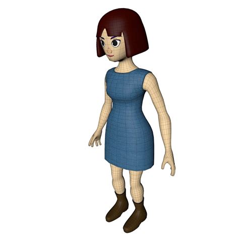 Girl Cartoon Character 3d Model 2 3ds C4d Fbx Obj Free3d