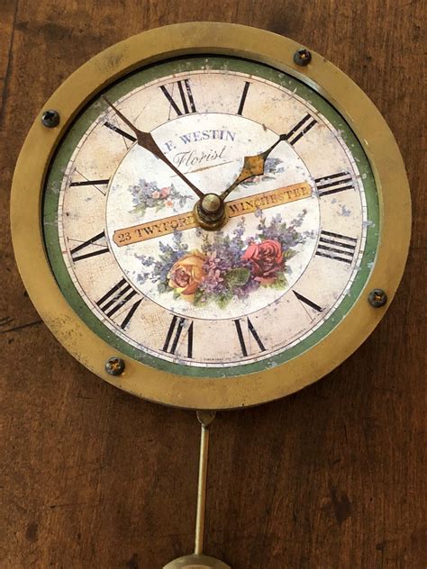 Vintage Wall Clock Takane Quartz Flowers Cottage Style Etsy Vintage