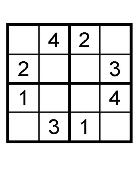 Sudoku 4x4 Printable Sudoku Puzzles 4x4 Printable Crossword Puzzles