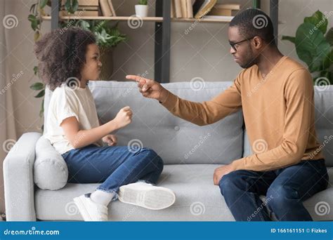 Strict Black Father Talk Punish Naughty Daughter Stock Image Image Of
