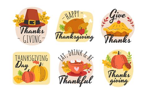 Thanksgiving Greeting Stickers 1379937 Vector Art At Vecteezy