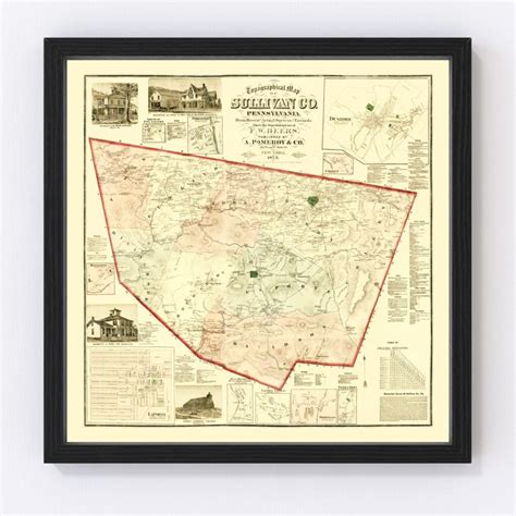 Vintage Map Of Sullivan County Pennsylvania 1872 By Teds Vintage Art