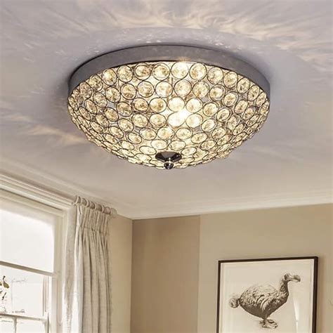 Dllt Crystal Light Fixture Ceiling Flush Mount 2 Light Small