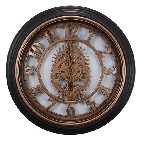 Kiera Grace Gears 20 Inch Wall Clock In Bronze Finish The Home Depot