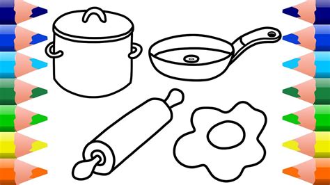 Circle shape and yellow color concept worksheet. Kitchen Tools Drawing at PaintingValley.com | Explore ...