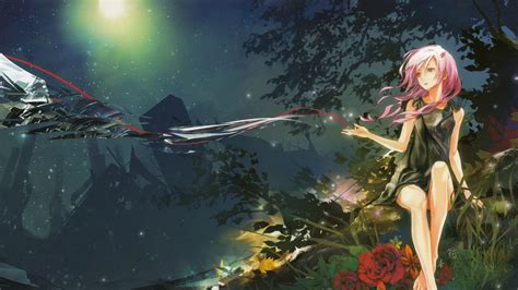 Landscape Fantasy Girl Flowers Night Anime Anime Girls Nature
