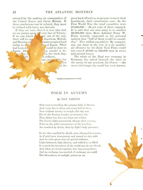 May Sarton Poem In Autumn The Atlantic