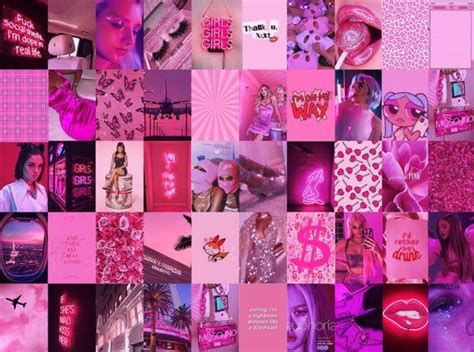 Photo Wall Collage Kit Boujee Hot Pink Baddie Aesthetic 2 Etsy