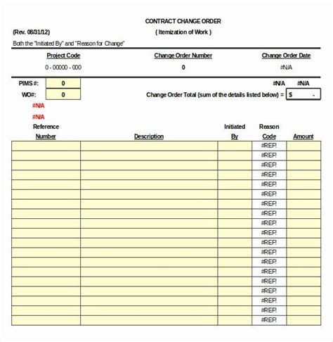 Construction Change Order Template Word New Construction Order Template