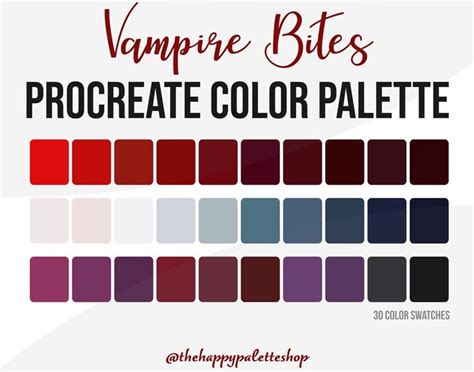 Vampire Procreate Color Palette Lettering Digital Art Etsy