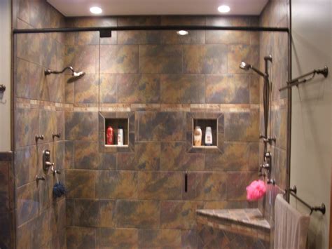 Him And Hers Shower Tile Walk In Shower Shower Design