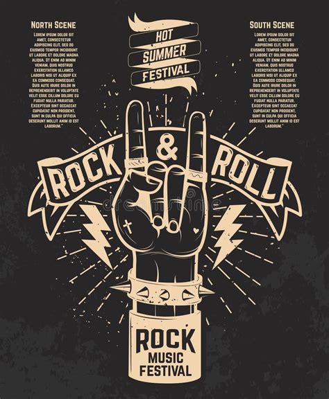Rock And Roll Sign Human Hand With Heavy Metal Sign Stock Vector