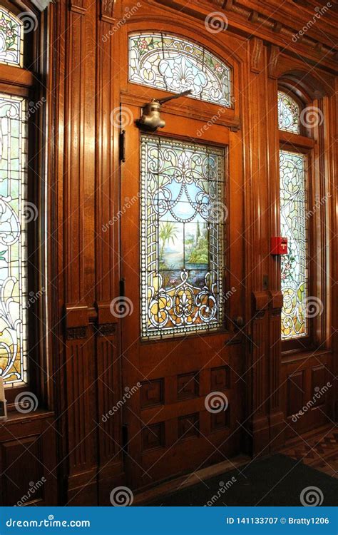 Bright Sunlight Streaming Through Stained Glass Windows Of Historic 1890 House Museum Cortland