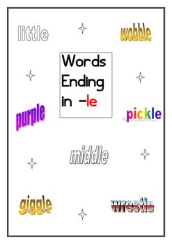 The first number (in bold) is the number of letters in the word, to make it easier to spot the most common words of the length you want. Words Ending in -le Worksheet by Julie MINASSIAN | TpT